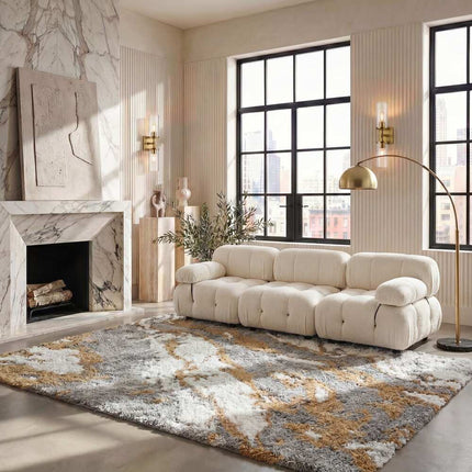 Horizon Shag Mukades Abstract Rug 2.5-Inch Thick Plush Soft Area Carpet