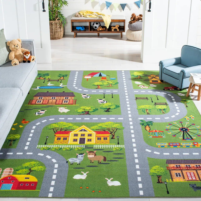 Machine Washable Kids Playhouse Road Rug Slip Resistant Violanthi Carpet