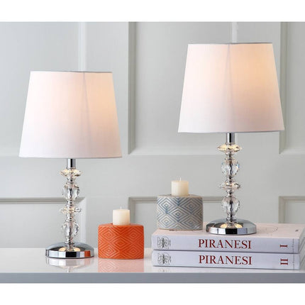 Derry Crystal Orb Table Lamps Set of 2 15 Inch White Shade Bedside Lighting