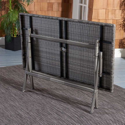 Outdoor Akita Folding Table with Umbrella Hole, 54.6" x 31.2" x 28.08" Portable Patio Table