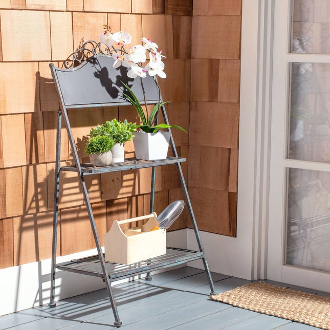 Natum Victorian Iron 2-Tier Plant Stand – Outdoor Decorative Garden Shelf