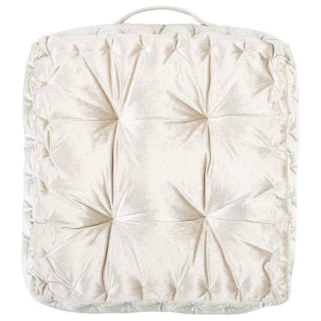 Peony White Velvet Throw Pillow 18x18 Inch Tufted Square Decorative Cushion for Sofa