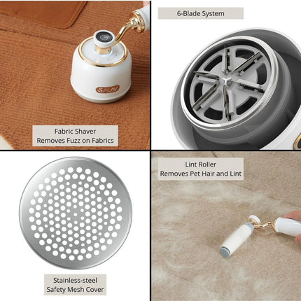 Retro Edition Rechargeable Fabric Shaver and Lint Roller 6 Blade System