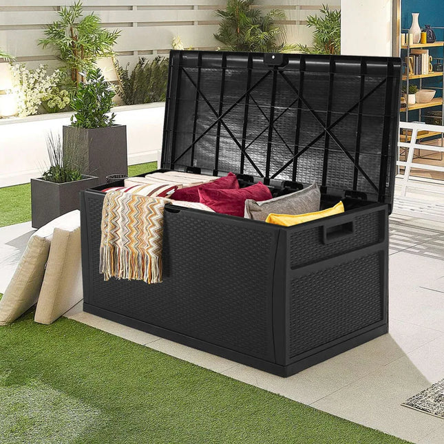 35/75 Gallon Outdoor Resin Deck Box – Lockable, Weatherproof Patio Storage