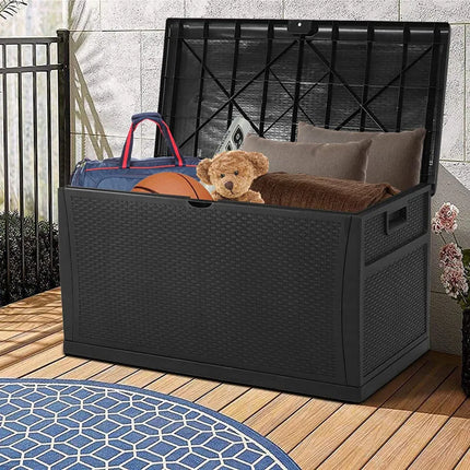 35/75 Gallon Outdoor Resin Deck Box – Lockable, Weatherproof Patio Storage