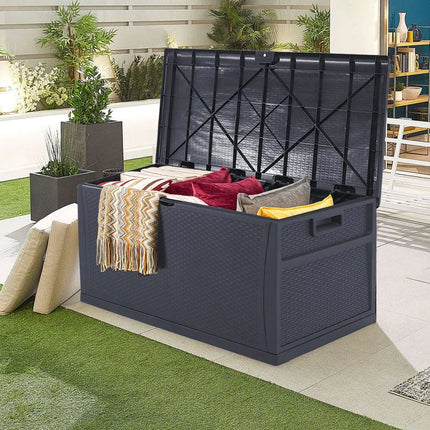 35/75 Gallon Outdoor Resin Deck Box – Lockable, Weatherproof Patio Storage