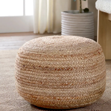 Saba Jute Pouf – Round Ottoman and Comfortable Foot Stool