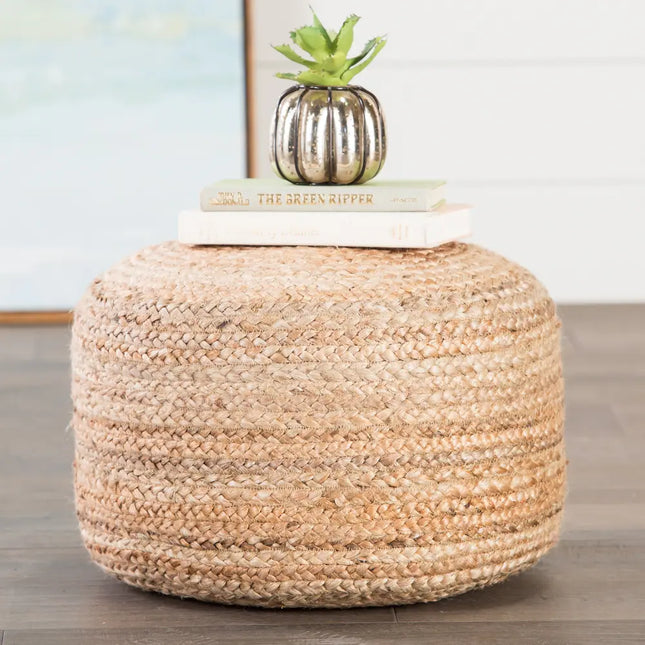 Saba Jute Pouf – Round Ottoman and Comfortable Foot Stool