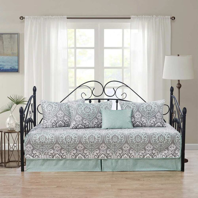 Serenta 6 Piece Cotton Blend Daybed Coverlet Set 75x39 Inch Kingston Damask Bedding