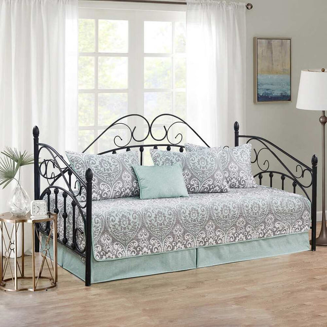 Serenta 6 Piece Cotton Blend Daybed Coverlet Set 75x39 Inch Kingston Damask Bedding