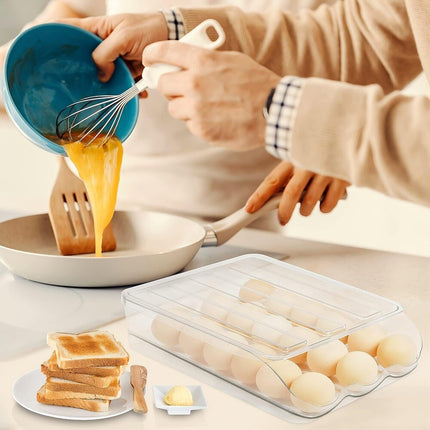 Set of 2 Auto Rolling Egg Storage Containers – 18 Eggs, 2 Layers