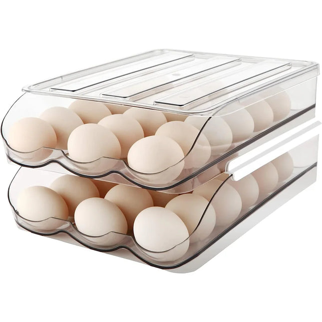 Set of 2 Auto Rolling Egg Storage Containers – 18 Eggs, 2 Layers