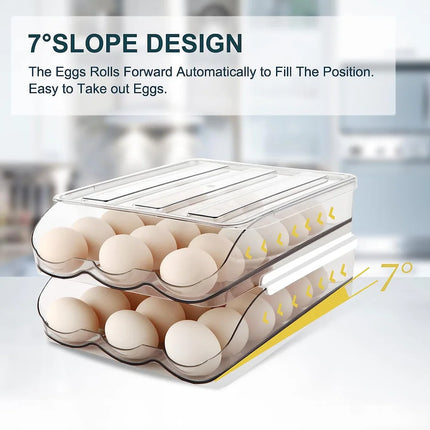 Set of 2 Auto Rolling Egg Storage Containers – 18 Eggs, 2 Layers