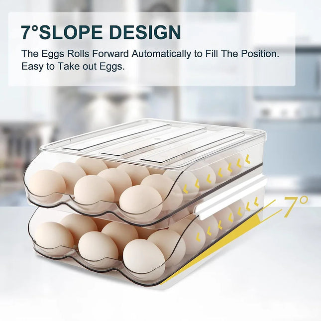 Set of 2 Auto Rolling Egg Storage Containers – 18 Eggs, 2 Layers