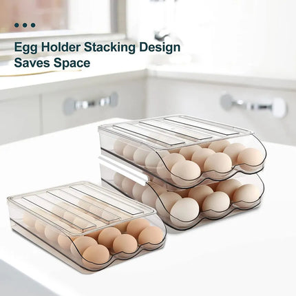 Set of 2 Auto Rolling Egg Storage Containers – 18 Eggs, 2 Layers