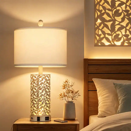 Coastal Table Lamp Set 24.5 Inch Dimmable Night Light USB Charging Included Bulbs