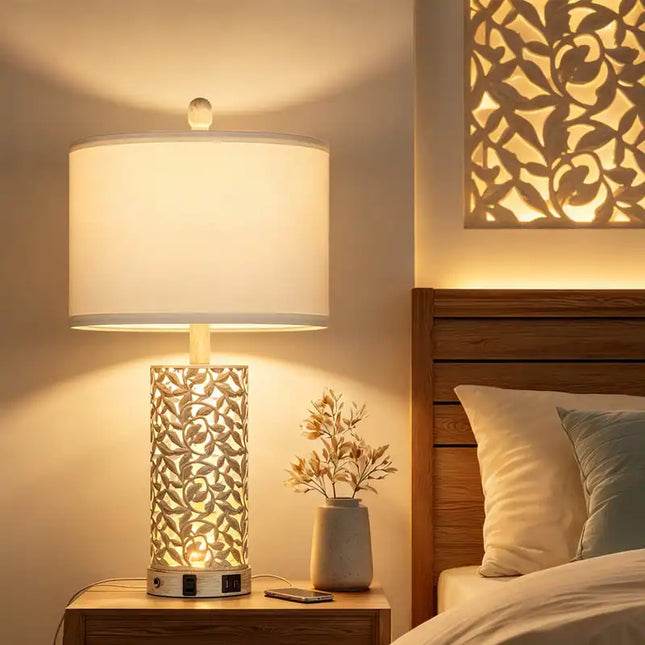 Coastal Table Lamp Set 24.5 Inch Dimmable Night Light USB Charging Included Bulbs