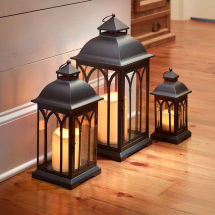 3-Piece Lombard Metal Lanterns – Stylish Indoor and Outdoor Use