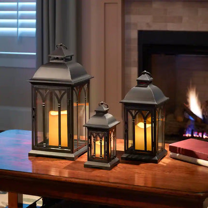3-Piece Lombard Metal Lanterns – Stylish Indoor and Outdoor Use