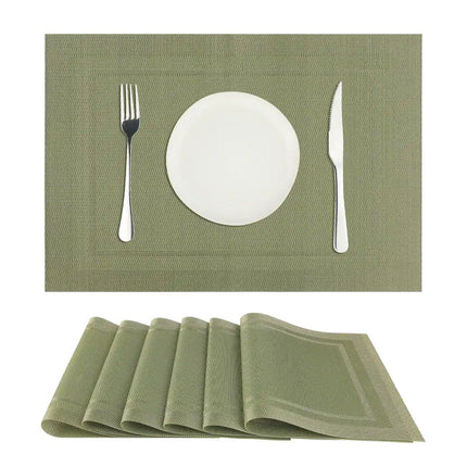 Set of 6 Heat-Resistant Washable Placemats – 18x12 Inch, Light Green