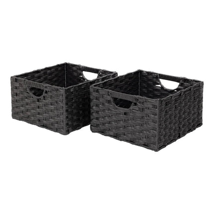 2 Pack Foldable Handwoven Cube Storage Baskets Decorative Organizer Boxes