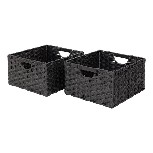 2 Pack Foldable Handwoven Cube Storage Baskets Decorative Organizer Boxes