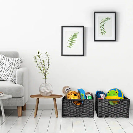 2 Pack Foldable Handwoven Cube Storage Baskets Decorative Organizer Boxes