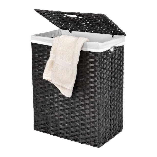 Black Foldable Laundry Hamper – Lidded, Portable, Washable Liner