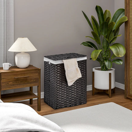 Black Foldable Laundry Hamper – Lidded, Portable, Washable Liner
