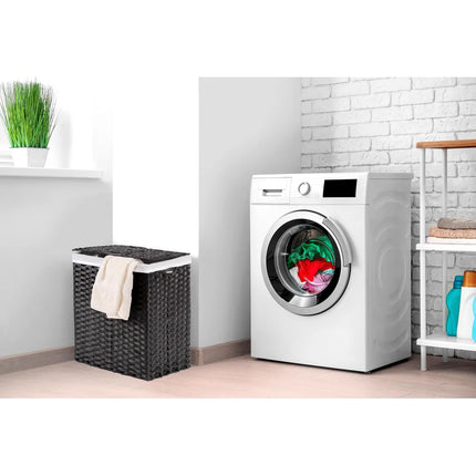 Black Foldable Laundry Hamper – Lidded, Portable, Washable Liner