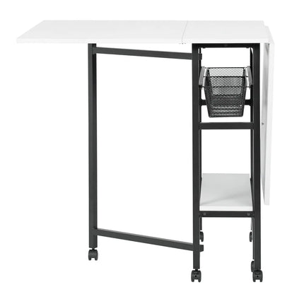 Ready Expandable Folding Craft Table with Storage, Charcoal/White