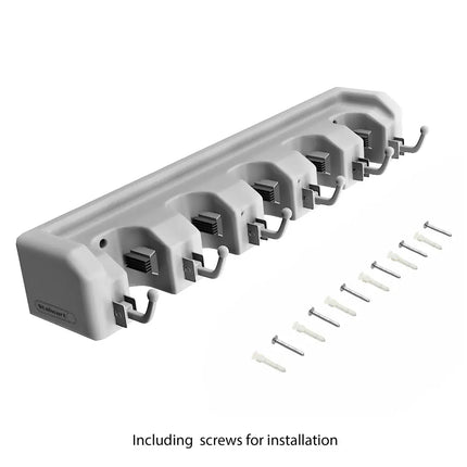 Wall Organizer with Adjustable Slots & Hooks – Tool and Broom Holder