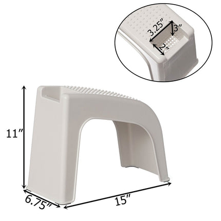 White Shower Footrest Stool for Shaving Legs with Storage Shelf