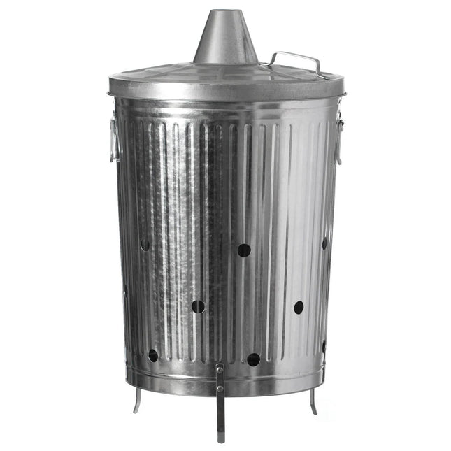 Silver Outdoor Galvanized Metal Incinerator Can for Yard and Patio Use