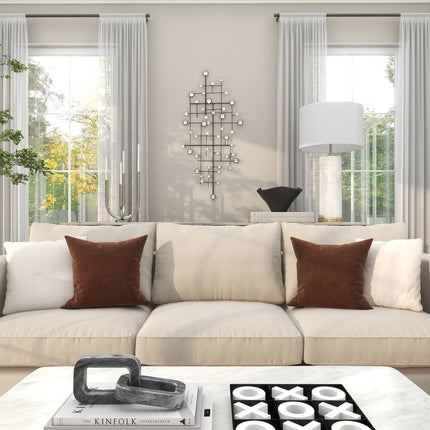 Silver Metal Abstract Wall Decor with Crystal Embellishments Modern Home Art