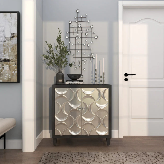 Silver Metal Abstract Wall Decor with Crystal Embellishments Modern Home Art