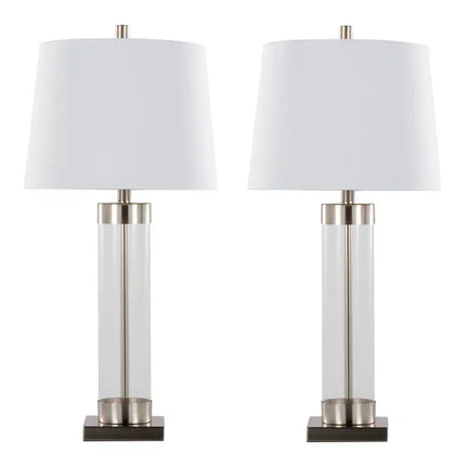 Nissen 30 Inch Glass Table Lamp Set of 2 Decorative Bedside Lighting