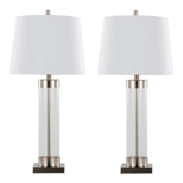 Nissen 30 Inch Glass Table Lamp Set of 2 Decorative Bedside Lighting