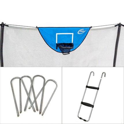 Basketball Game Accessory Kit with Secure Wind Stakes and Wide Ladder Frame