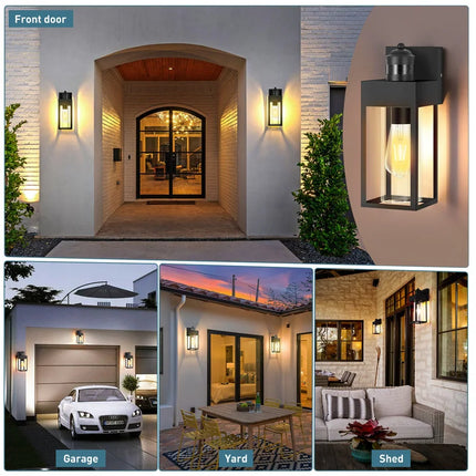 2-Pack Smart Outdoor Wall Lights – Black, Motion Sensor Security