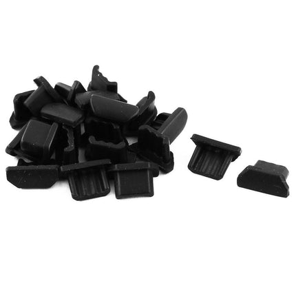 20 PCS Micro USB Port Dust Plug Caps, Rubber Protective Cover, Black