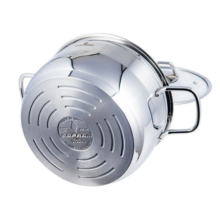 Deep 18/10 Stainless Steel Stock Pot – Durable with Glass Lid