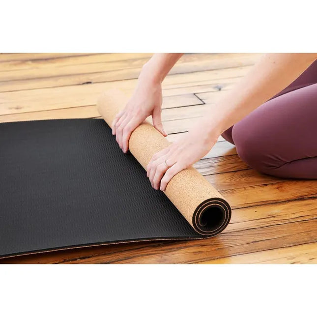 Sol Living Exercise Mat – Cork, Non-Slip, 24"x72", Yoga & Meditation