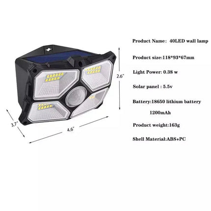 Solar Motion Sensor LED Lights Outdoor, IP65 Waterproof for Yard & Garage