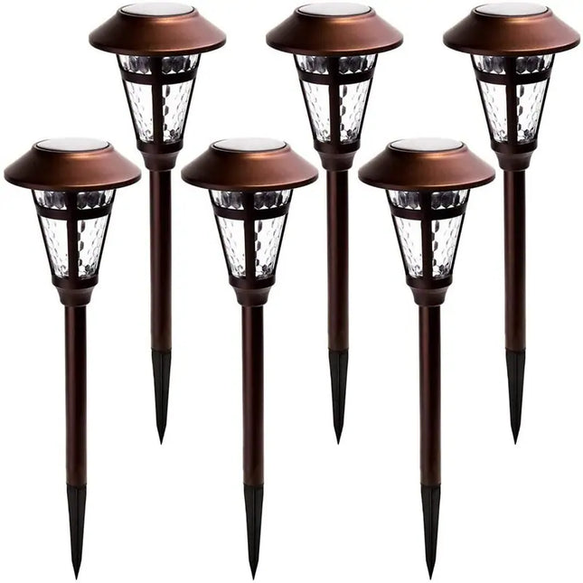 6 Pack Solar Landscape Path Lights Bronze Finished Outdoor Garden Lighting
