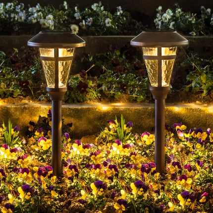 6 Pack Solar Landscape Path Lights Bronze Finished Outdoor Garden Lighting