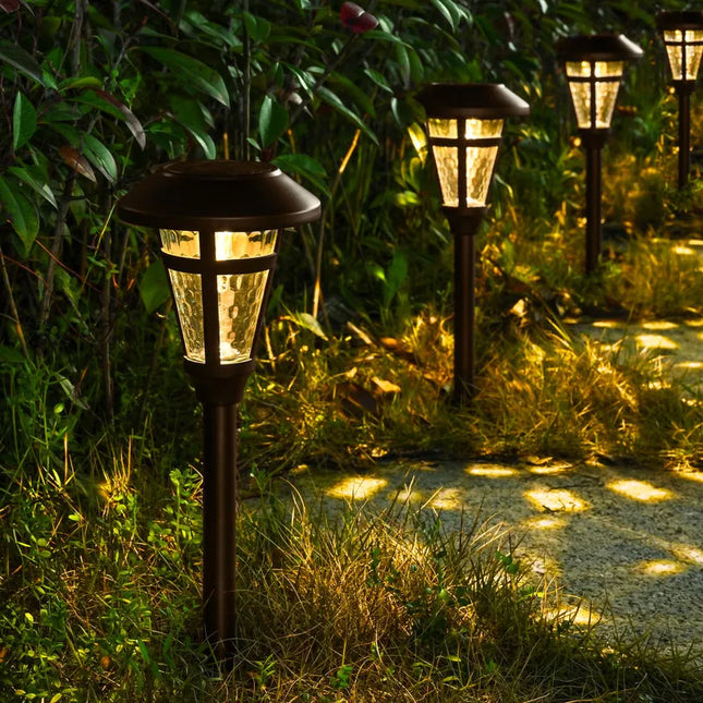 6 Pack Solar Landscape Path Lights Bronze Finished Outdoor Garden Lighting