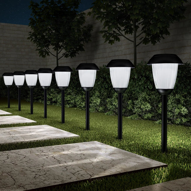 Solar Outdoor Path Lights Set of 8 Rechargeable Waterproof Garden Lamps