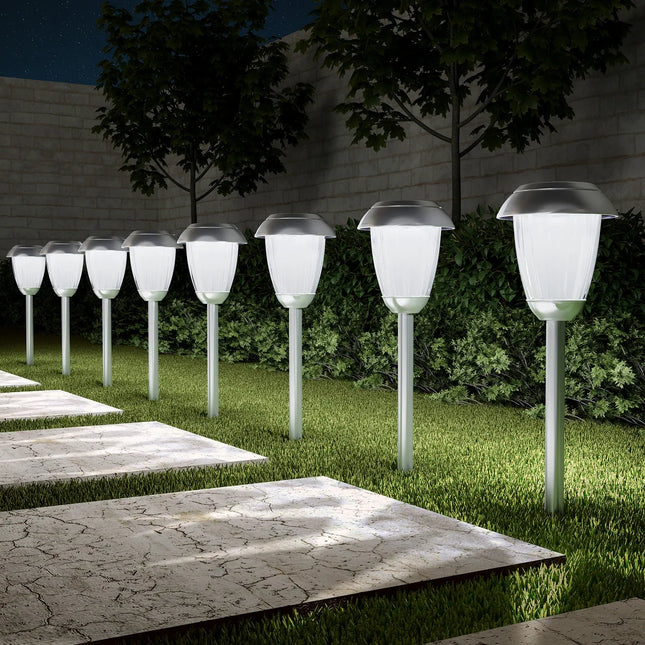 Solar Outdoor Path Lights Set of 8 Rechargeable Waterproof Garden Lamps