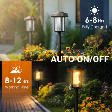 Solar Pathway Lights IP65 Waterproof Outdoor Garden Warm White LED